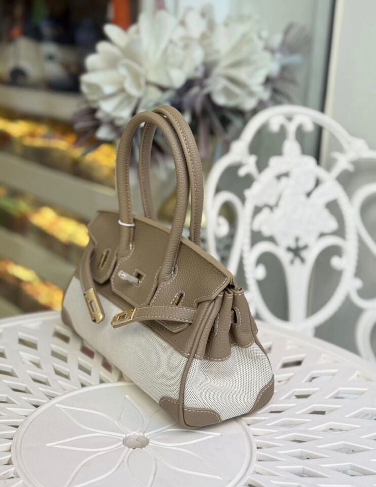 LEVİDOR KANVAS İTHAL DERİ ÇANTA KOYU HAKİ