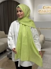 İMANNOOR ZİNCİR DESEN JAKAR DÜZ ŞAL AÇIK YEŞİL