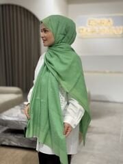 İMANNOOR ZİNCİR DESEN JAKAR DÜZ ŞAL EGE YEŞİLİ