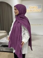 İMANNOOR ZİNCİR DESEN JAKAR DÜZ ŞAL PURPLE