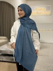 İMANNOOR ZİNCİR DESEN JAKAR DÜZ ŞAL PETROL