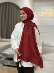 İMANNOOR ZİNCİR DESEN JAKAR DÜZ ŞAL BURGUNY