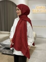 İMANNOOR ZİNCİR DESEN JAKAR DÜZ ŞAL BURGUNY