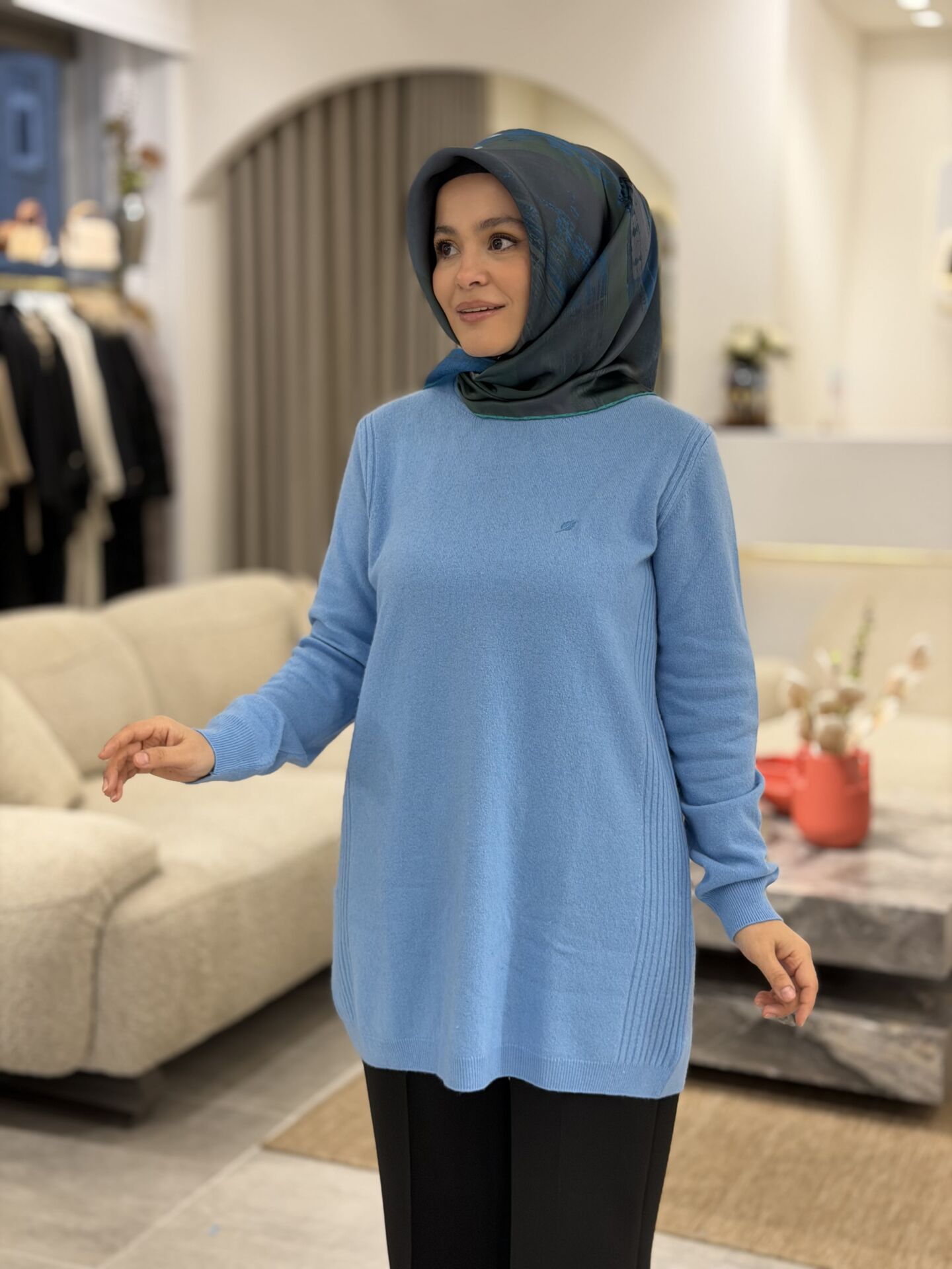 TIĞ TRİKO KAŞMİR TRİKO TUNİK MAVİ