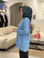 TIĞ TRİKO KAŞMİR TRİKO TUNİK MAVİ