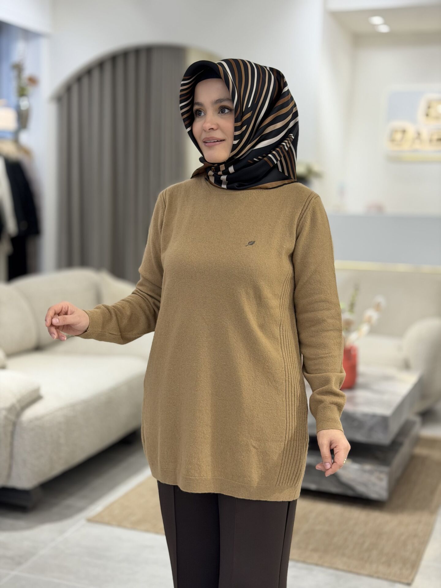 TIĞ TRİKO KAŞMİR TRİKO TUNİK CAMEL