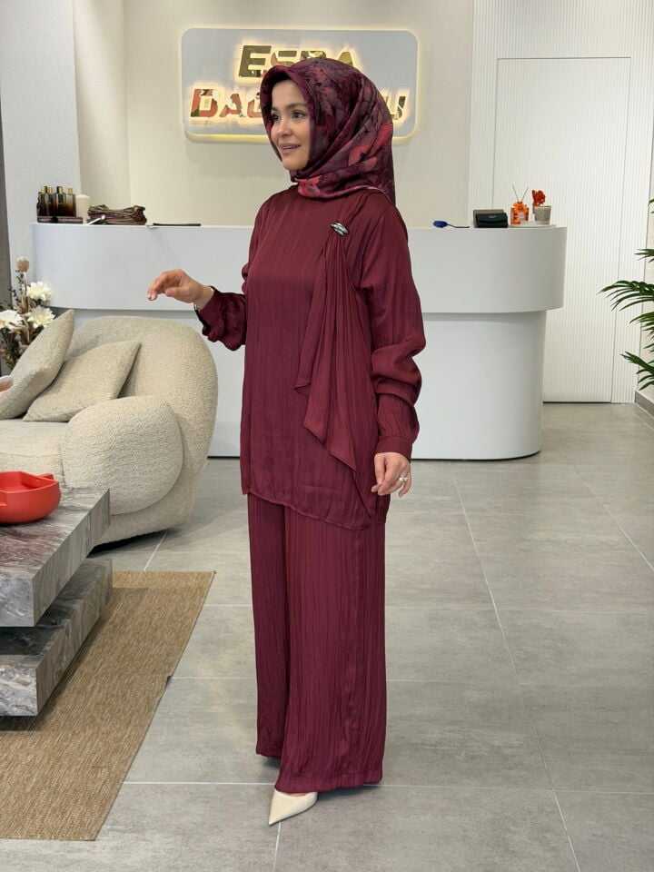 TIĞ TRİKO ŞIK PANTOLONLU TAKIM BORDO
