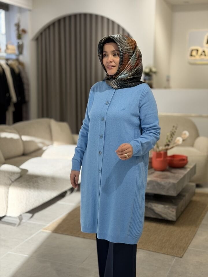 TIĞ TRİKO KAŞMİR TRİKO HIRKA MAVİ