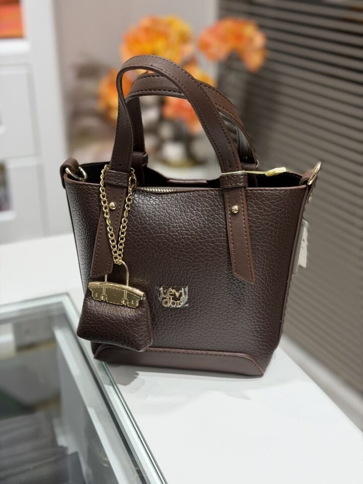 LEVİDOR İTHAL DERİ ÇANTA ACI KAHVE