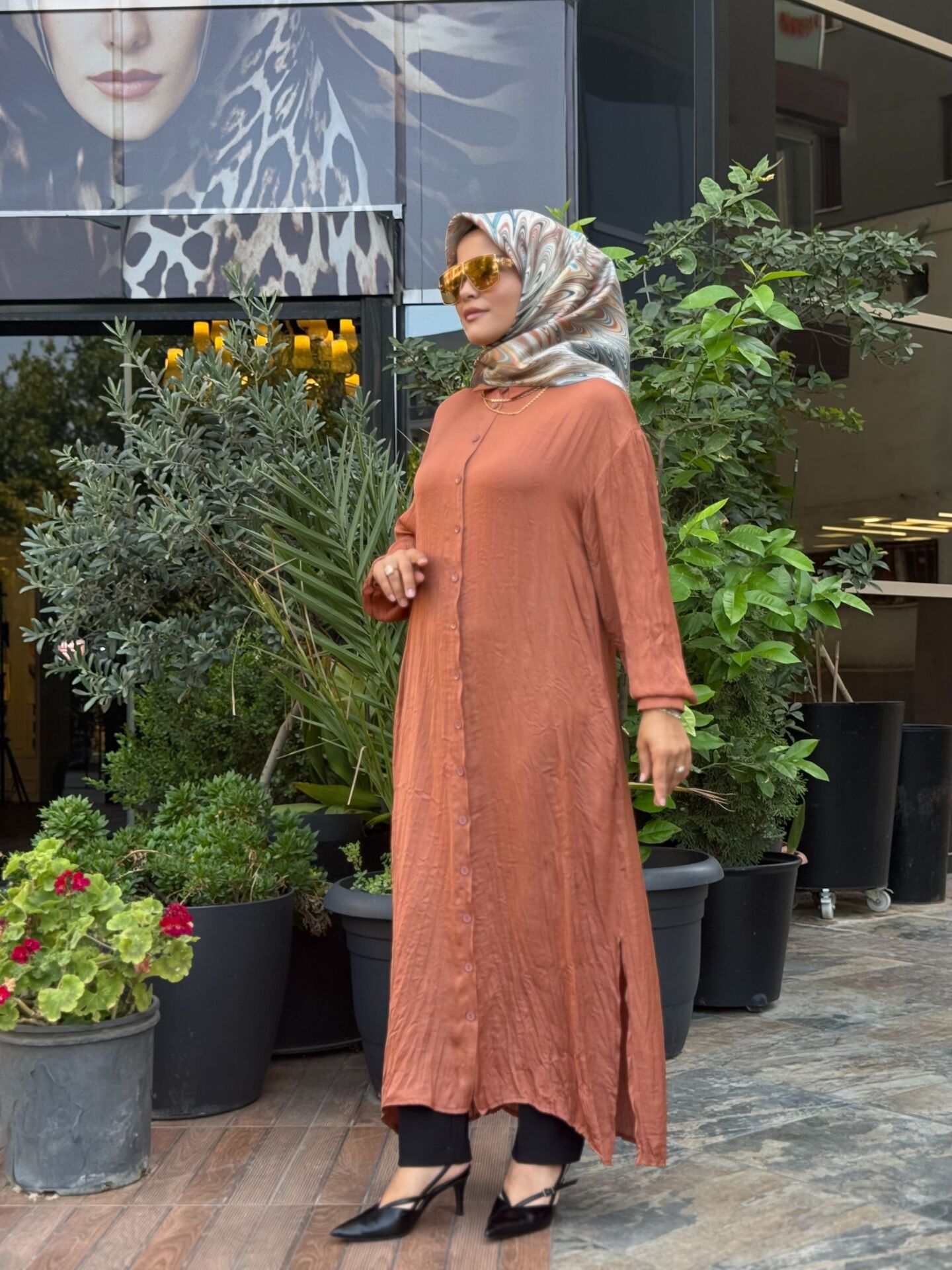 CİNDRELLA GİY-ÇIK MODEL UZUN GÖMLEK KİREMİT