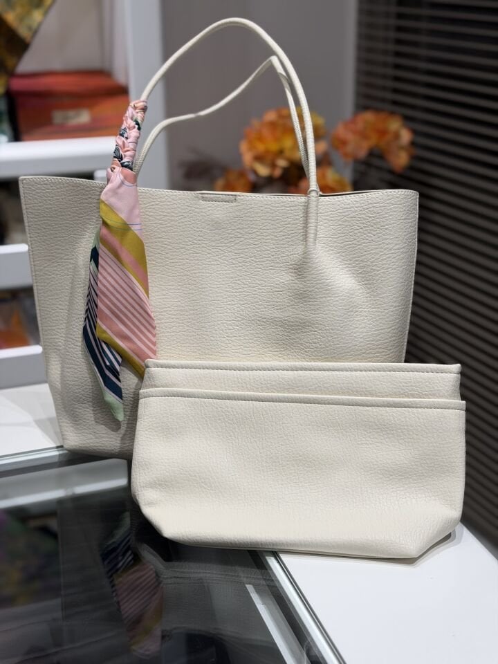 LEVİDOR İTHAL DERİ ÇANTA KREM