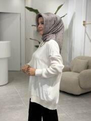 TIĞ TRİKO ÖNÜ KUMAŞ ARKA ÇELİK ÖRME BLUZ EKRU