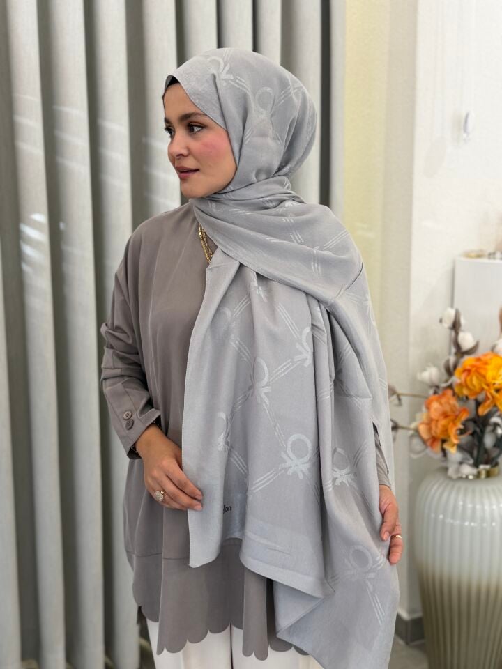 BENETTON LYOCELL ŞAL AÇIK GRİ