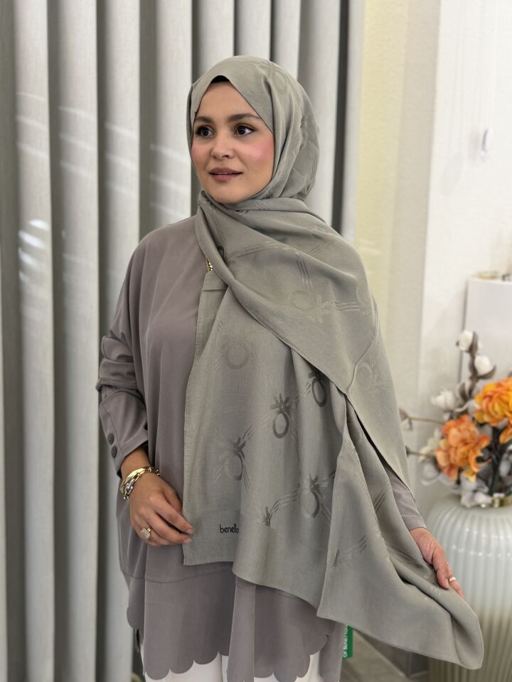 BENETTON LYOCELL ŞAL KOYU GRİ