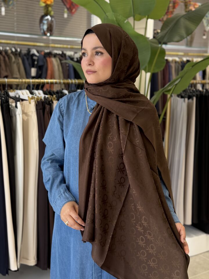 BENETTON LYOCELL ŞAL KOYU KAHVE