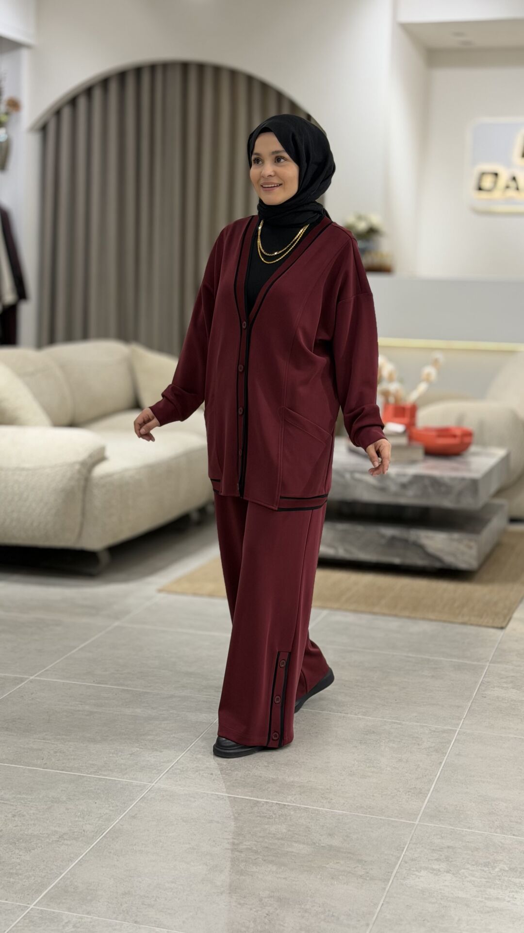 TIĞ TRİKO ÇİZGİ DETAYLI RİBANALI PANTOLONLU OYSHO TAKIM