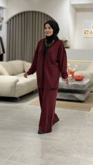 TIĞ TRİKO ÇİZGİ DETAYLI RİBANALI PANTOLONLU OYSHO TAKIM