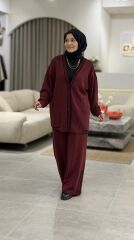 TIĞ TRİKO ÇİZGİ DETAYLI RİBANALI PANTOLONLU OYSHO TAKIM