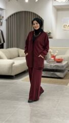 TIĞ TRİKO ÇİZGİ DETAYLI RİBANALI PANTOLONLU OYSHO TAKIM