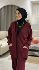 TIĞ TRİKO ÇİZGİ DETAYLI RİBANALI PANTOLONLU OYSHO TAKIM