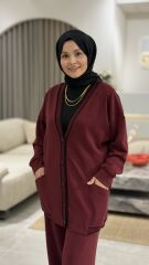 TIĞ TRİKO ÇİZGİ DETAYLI RİBANALI PANTOLONLU OYSHO TAKIM