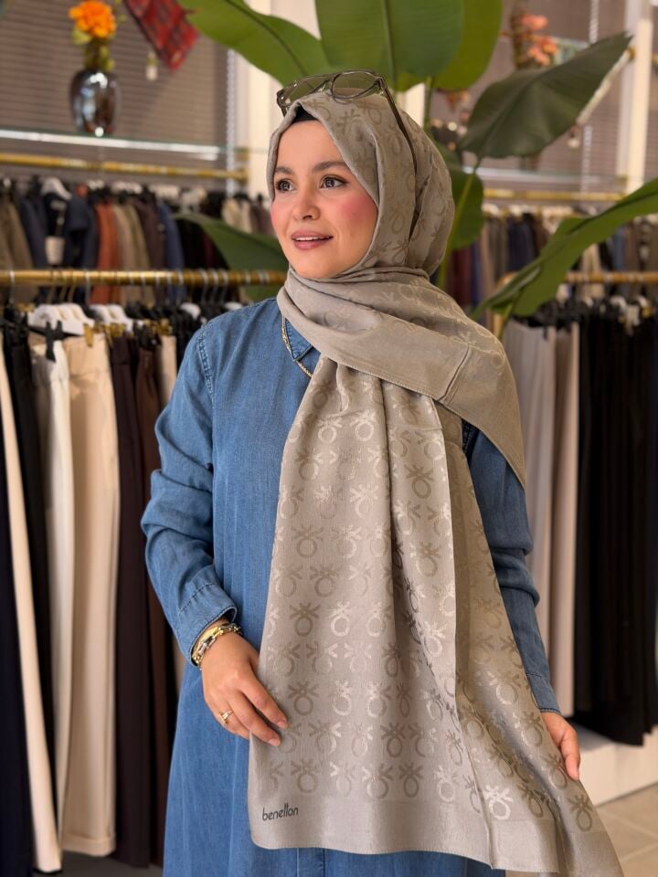 BENETTON LYOCELL ŞAL KOYU GRİ