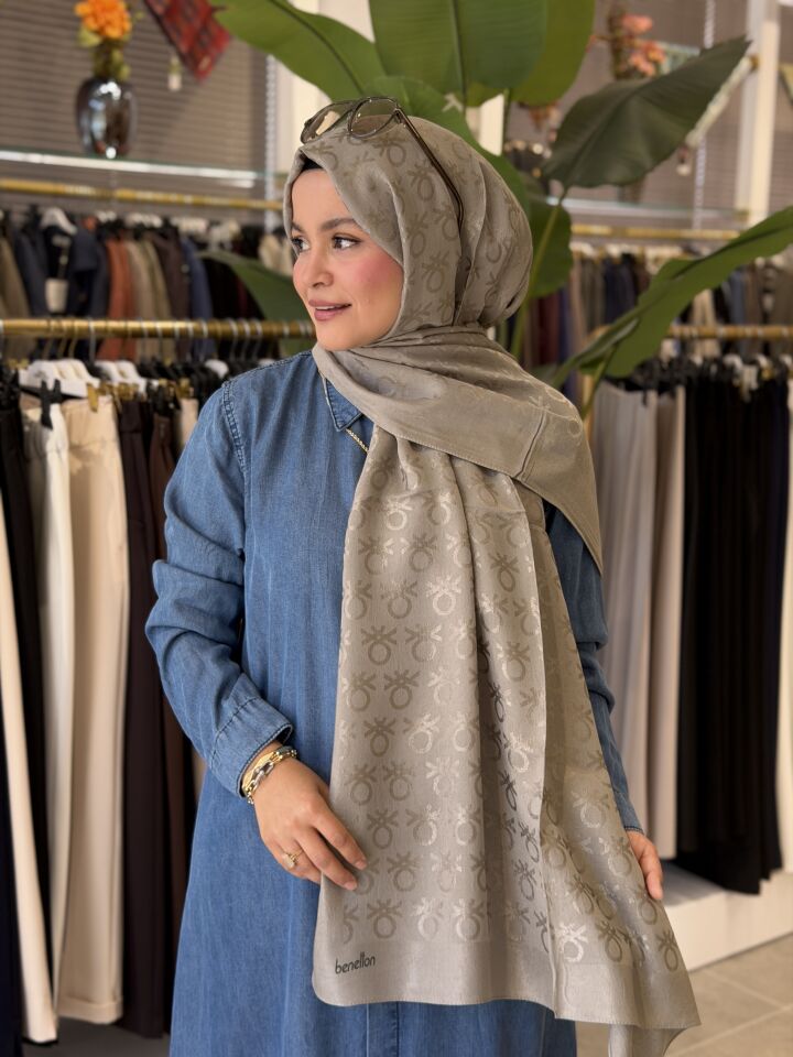 BENETTON LYOCELL ŞAL KOYU GRİ