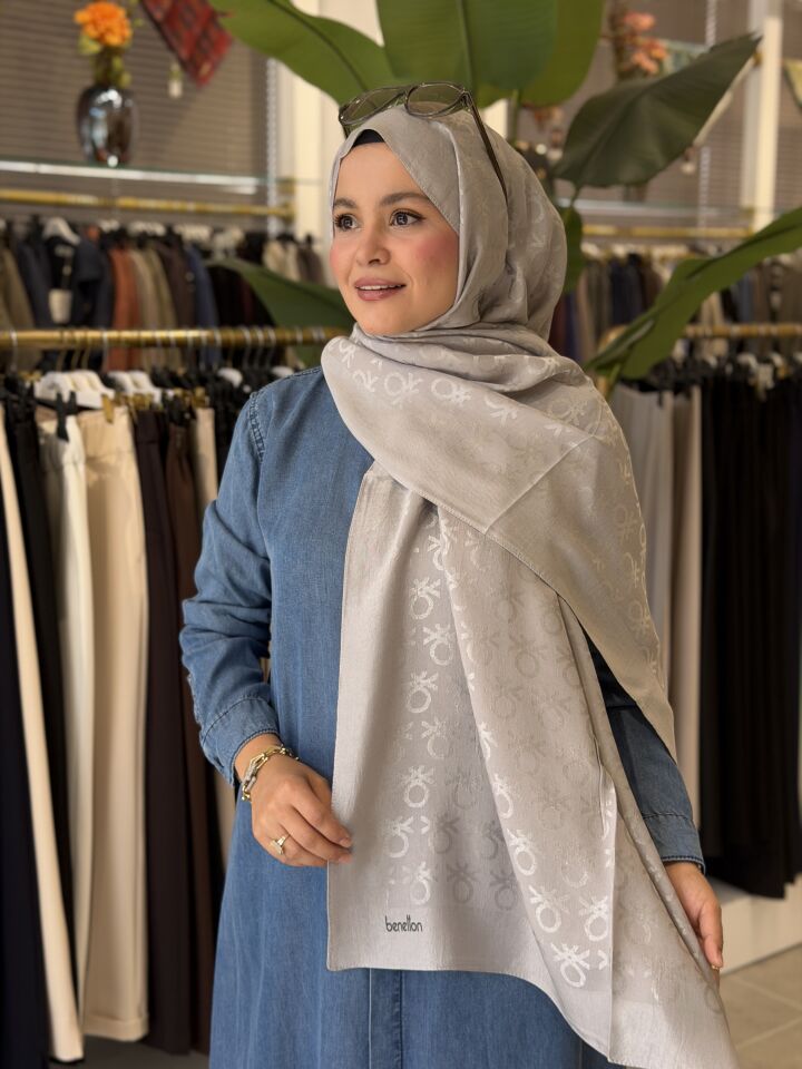 BENETTON LYOCELL ŞAL AÇIK GRİ