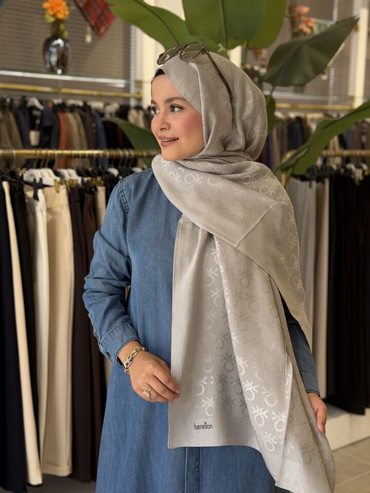 BENETTON LYOCELL ŞAL AÇIK GRİ