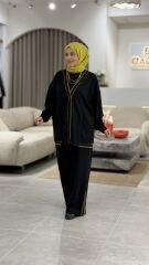 TIĞ TRİKO ÇİZGİ DETAYLI RİBANALI PANTOLONLU OYSHO TAKIM