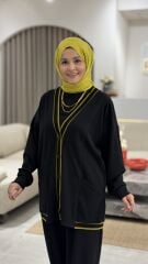 TIĞ TRİKO ÇİZGİ DETAYLI RİBANALI PANTOLONLU OYSHO TAKIM