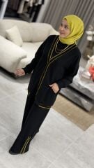 TIĞ TRİKO ÇİZGİ DETAYLI RİBANALI PANTOLONLU OYSHO TAKIM