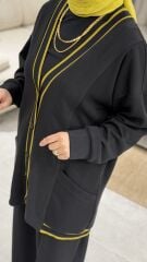 TIĞ TRİKO ÇİZGİ DETAYLI RİBANALI PANTOLONLU OYSHO TAKIM