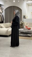 TIĞ TRİKO SATEN KURDELA DETAYLI ETEKLİ TAKIM SİYAH