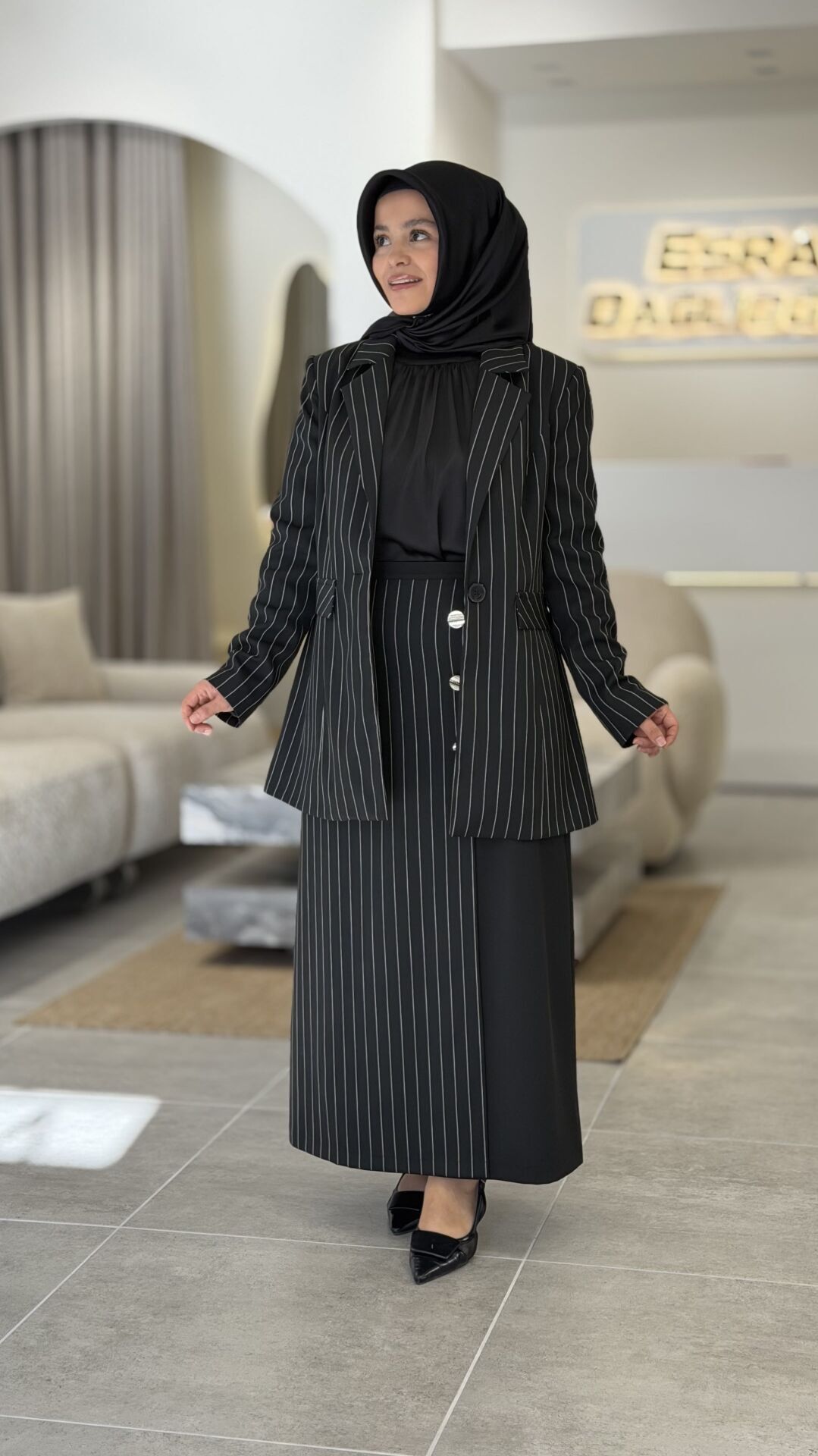 YAQA KUMAŞ ÇİZGİLİ ETEK