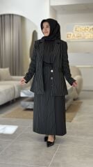 YAQA KUMAŞ ÇİZGİLİ ETEK