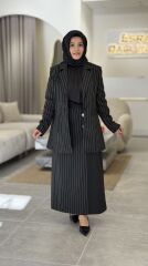 YAQA KUMAŞ ÇİZGİLİ ETEK