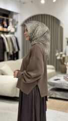 TIĞ TRİKO SATEN KURDELA DETAYLI ETEKLİ TAKIM KAHVE