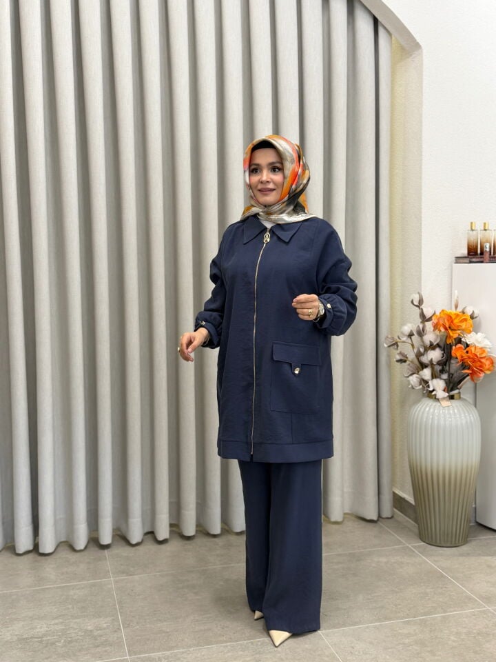 ARMİNE TREND TENCEL PANTALONLU TAKIM İNDİGO