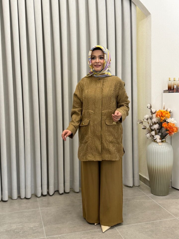 AVENNA PAMUK TENCEL PANTALONLU TAKIM YAĞ YEŞİLİ