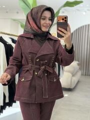 YAQA DENİM CEKET BORDO