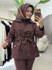 YAQA DENİM CEKET BORDO