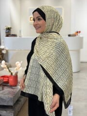 ARMANDA İTHAL VUAL ŞAL KREM SİYAH