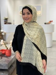 ARMANDA İTHAL VUAL ŞAL KREM SİYAH