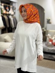 TIĞ TRİKO ÖNÜ V DETAYLI MERSERİZE TRİKO TUNİK EKRU