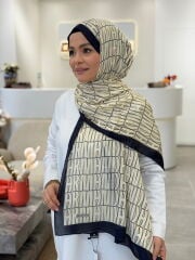 ARMANDA İTHAL VUAL ŞAL KREM LACİVERT