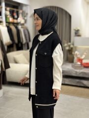 TIĞ TRİKO CEP DETAYLI TRİKO YELEK SİYAH