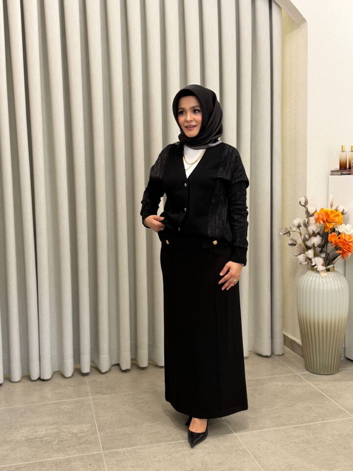 SENTEZ NORA CEPLİ KALEM ETEK SİYAH