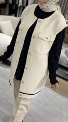 TIĞ TRİKO CEP DETAYLI TRİKO YELEK BEJ