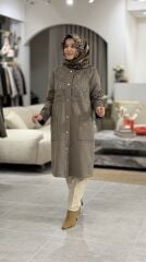 TIĞ TRİKO NAKIŞ DETAYLI SÜET KAP VİZON